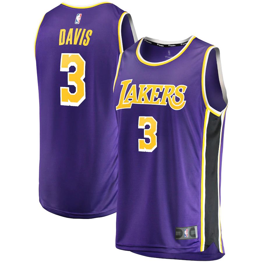 Men Los Angeles Lakers #3 Anthony Davis Fanatics Branded Purple Fast Break Replica NBA Jersey
